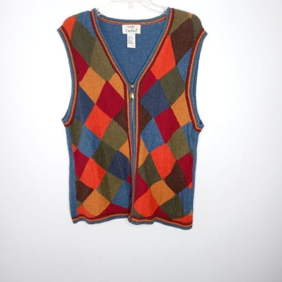 Vintage Koret City Blues knitted zip up vest size large - Picture 2 of 6